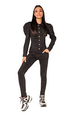 Nina Carter S397 Damen Jeans Overall Jumpsuit Skinny Fit Denim-Overall, Schwarz (S397-1), S von Nina Carter