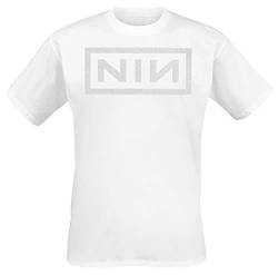 Nine Inch Nails Classic Logo Männer T-Shirt weiß L 100% Baumwolle Band-Merch, Bands von Nine Inch Nails