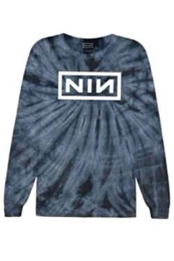 Nine Inch Nails T Shirt Band Logo Nue offiziell Unisex Long Sleeve Dip Dye Blau L von Nine Inch Nails