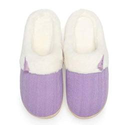 NineCiFun Hausschuhe Damen Winter Wärme Bequem Plüsch Memory Foam rutschfeste Indoor Pantoffeln(EU36/37,Violett) von NineCiFun