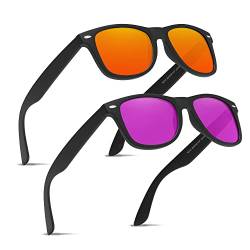 Ninesun Klassische polarisierte Sonnenbrille für Männer und Frauen Unisex UV-Schutz Vintage Outdoor für Autofahrerbrille K630 (Lila/Orange) von Ninesun