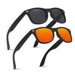 Ninesun Klassische polarisierte Sonnenbrille für Männer und Frauen Unisex UV-Schutz Vintage Outdoor für Autofahrerbrille K630 (Schwarz/Orange) von Ninesun