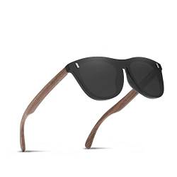 Ninesun Polarisierte Holzsonnenbrille für Männer und Frauen UV-Schutz Trendy Outdoor für Autofahrerbrille K578 (Black) von Ninesun