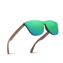 Ninesun Polarisierte Holzsonnenbrille für Männer und Frauen UV-Schutz Trendy Outdoor für Autofahrerbrille K578 (Green) von Ninesun