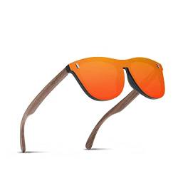 Ninesun Polarisierte Holzsonnenbrille für Männer und Frauen UV-Schutz Trendy Outdoor für Autofahrerbrille K578 (Red) von Ninesun