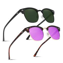 Ninesun verspiegelte halbrandlose polarisierte Sonnenbrille für Männer und Frauen Trendy Outdoor für Reisebrillen K129 (Schwarzes G15/Lila Leopard) von Ninesun