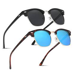 Ninesun verspiegelte halbrandlose polarisierte Sonnenbrille für Männer und Frauen Trendy Outdoor für Reisebrillen K129 (Schwarzes Silber/Blauer Leopard) von Ninesun