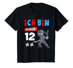 Kinder Ich Bin Schon 12 Jahre Ninja Jungen Geburstag Geschenk T-Shirt von Ninja Birthday Design Shop