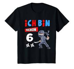 Kinder Ich Bin Schon 6 Jahre Ninja Jungen Geburstag Geschenk T-Shirt von Ninja Birthday Design Shop