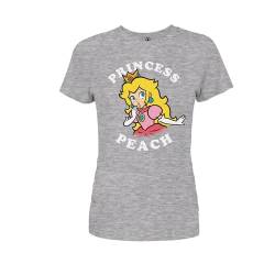Nintendo Damen Juniors Princess Peach Shirt – Princess Peach Mädchen Kurzarm Tee, Meliert, Grau, XX-Large von Nintendo