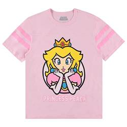 Nintendo Damen Prinzessin Peach Shirt – Mario, Zelda, Kirby, Prinzessin Peach und Donkey Kong Varsity Streifen Ärmel Athletic Tee, Helles Pink, Klein von Nintendo