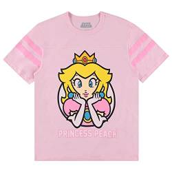 Nintendo Damen Prinzessin Peach Shirt – Mario, Zelda, Kirby, Prinzessin Peach und Donkey Kong Varsity Streifen Ärmel Athletic Tee, Helles Pink, Mittel von Nintendo