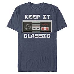 Nintendo Herren Keep It Classic T-Shirt, Premium Navy Heather, Mittel von Nintendo