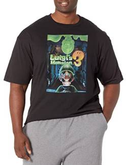 Nintendo Herren Luigi's Mansion 3 Poster T-Shirt, Schwarz, 4XL Größen Tall von Nintendo
