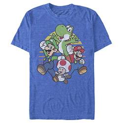 Nintendo Herren Mario und Freunde Kreis Retro T-Shirt, Royal Blue Heather, XL von Nintendo