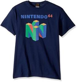 Nintendo Herren N64 Logo Kurzarm T-Shirt, Marineblau, XX-Large von Nintendo