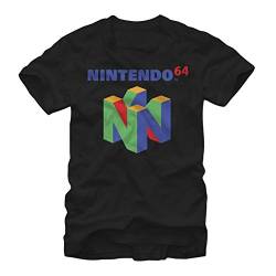 Nintendo Herren N64 Logo Kurzarm T-Shirt, Schwarz, Klein von Nintendo