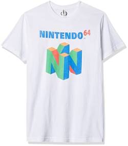 Nintendo Herren N64 Logo Kurzarm T-Shirt, Weiß, L von Nintendo