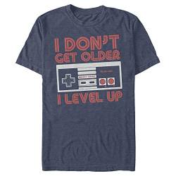 Nintendo Herren NES Controller Get Older Level Up T-Shirt, Marineblau meliert, XL von Nintendo