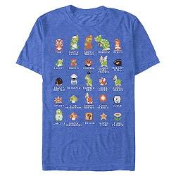 Nintendo Herren Pixel Cast T-Shirt, Premium Royal Heather, XL von Nintendo