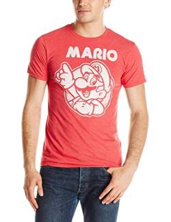 Nintendo Herren So Mario T-Shirt, Rot meliert, X-Groß von Nintendo