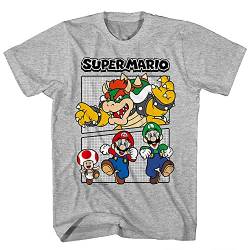 Nintendo Herren Super Mario Shirt – Mario, Luigi, Zelda, Kirby und Donkey Kong Vintage Tee, Heather, XX-Large von Nintendo