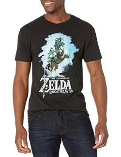 Nintendo Herren Zelda Breath of The Wild Link Epona Posing T-Shirt, Schwarz, L von Nintendo