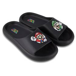 Nintendo Mario Slide-Sandalen für Herren – Super Mario Schuhe – Mario, Luigi, Kirby und Donkey Kong Slide-Sandalen, Schwarz, 12-13 von Nintendo