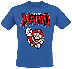 Super Mario Varsity Männer T-Shirt blau XXL von Nintendo