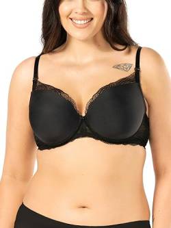 Nipplex Pepite Push-up-BH für Damen Glatter Büstenhalter mit Spitzenbesatz Bügel mit verstellbaren Trägern und abnehmbaren Push-up-Pads Schwarz, 80D von Nipplex