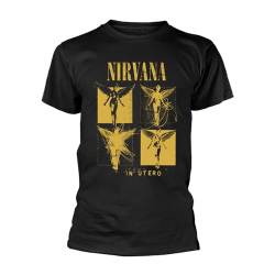 Nirvana Herren in Utero Grid T-Shirt Schwarz, Schwarz, Mittel von Nirvana