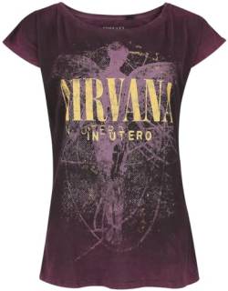 Nirvana In Utero Dye Frauen T-Shirt weinrot XXL 100% Baumwolle Band-Merch, Bands von Nirvana