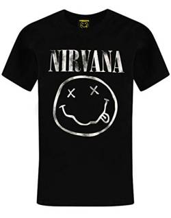 Nirvana Jungen T-Shirt | Logo Band T-Shirt | Schwarzes kurzärmeliges Kinderoberteil 7-8 Jahre von Nirvana