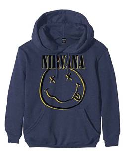 Nirvana Kapuzenpullover Inverse Smile Band Logo Nue offiziell Herren Navy Blau M von Nirvana