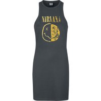Nirvana Kurzes Kleid - Amplified Collection - Spliced Smiley - S bis XXL - für Damen - Größe L - charcoal  - Lizenziertes Merchandise! von Nirvana