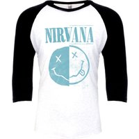 Nirvana Langarmshirt - Two Faced - XS bis XL - für Männer - Größe L - weiß/schwarz  - Lizenziertes Merchandise! von Nirvana