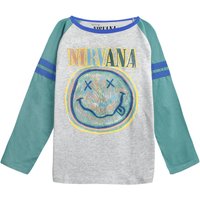 Nirvana Langarmshirt für Kinder - Kids - EMP Signature Collection - für Mädchen & Jungen - grau/türkis  - EMP exklusives Merchandise! von Nirvana