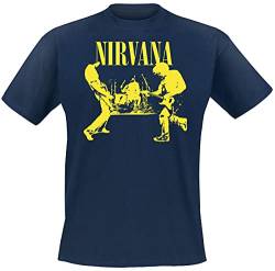 Nirvana Stage Männer T-Shirt dunkelblau L 100% Baumwolle Band-Merch, Bands von Nirvana