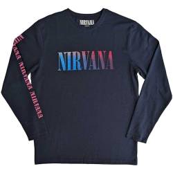 Nirvana T Shirt Angelic Gradient Nue offiziell Unisex Navy Blau Long Sleeve S von Nirvana