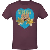 Nirvana T-Shirt - Flower Heart - S bis 3XL - für Männer - Größe L - rot  - Lizenziertes Merchandise! von Nirvana