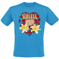 Nirvana T-Shirt - Flower Heart - S bis 3XL - für Männer - Größe M - blau  - Lizenziertes Merchandise! von Nirvana