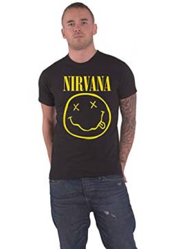Nirvana T Shirt Flower Sniffin Band Logo Nevermind Nue offiziell Herren,Schwarz,L von Nirvana