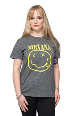 Nirvana T Shirt Gelb Smile Band Logo Nue offiziell Unisex Brindle XL von Nirvana