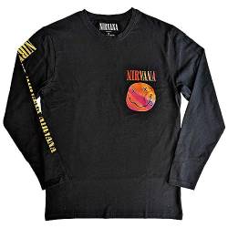 Nirvana T Shirt Gradient Happy Face Nue offiziell Unisex Schwarz Long Sleeve XL von Nirvana