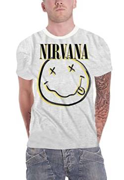 Nirvana T Shirt Inverse Smile Band Logo Nue offiziell Unisex Off Weiß M von Nirvana