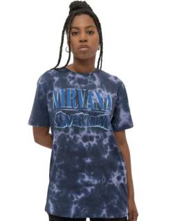 Nirvana T Shirt Nevermind Wavy Band Logo Nue offiziell Unisex Dip Dye Purple L von Nirvana