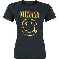 Nirvana T-Shirt - Smiley Logo - S bis XXL - für Damen - Größe M - schwarz  - Lizenziertes Merchandise! von Nirvana