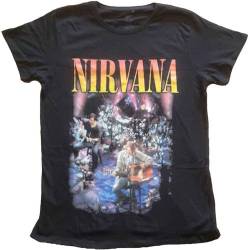 Nirvana T Shirt Unplugged Photo Band Logo Nue offiziell Damen Boyfriend Fit S von Nirvana