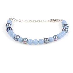 Angelit Perle Edelstein Armband, Perle Blau Engel Stein, Sterling Silber Armband, Angelit Stein Angelit Perlen Angelit Armband Geschenk von NirvanaIN