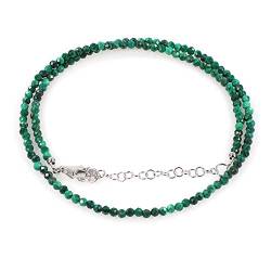 Malachit-Halskette, Malachit-Halskette für sie Edelstein-Halskette, Sterlingsilber-Halskette, Perlenkette für sie, Geburtstags von NirvanaIN